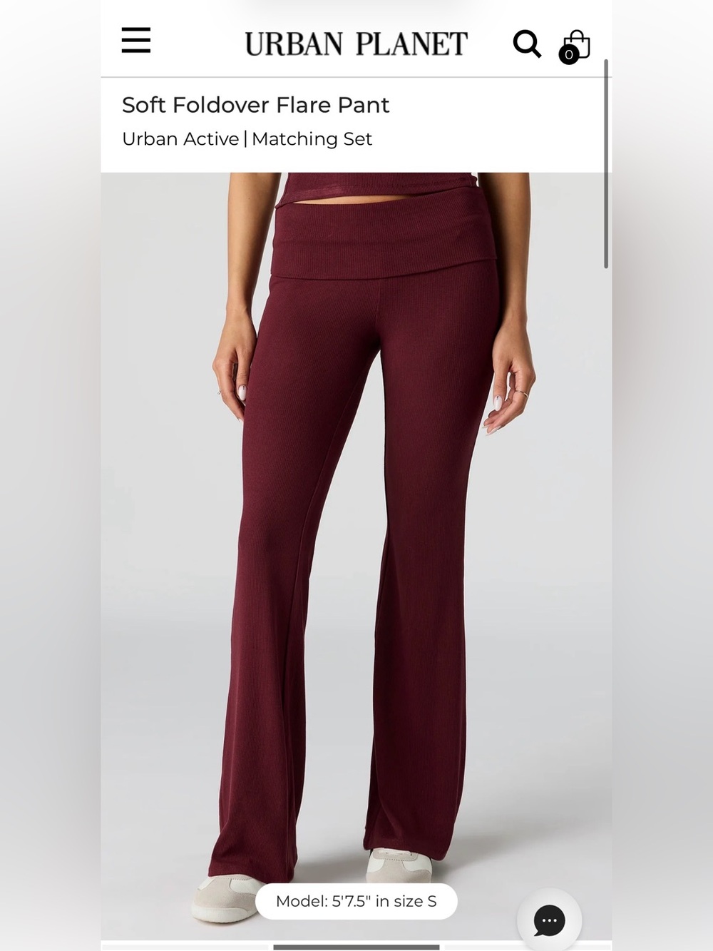 Urban Planet Ribbed Flare Leggings - Burgundy - 32” inseam